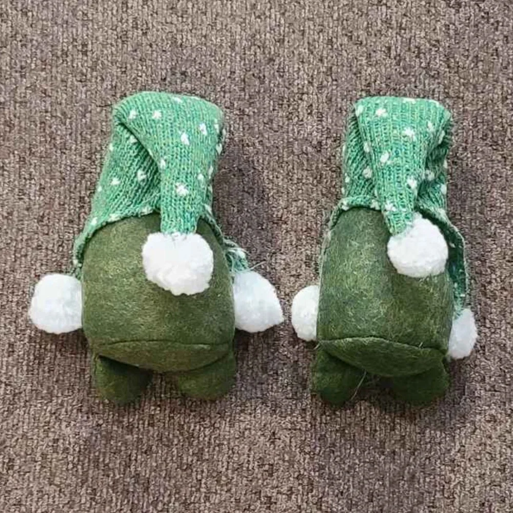 New Handmade Cute Green White Home Decor Linen Polyester Gnome Elf Doll Figurine